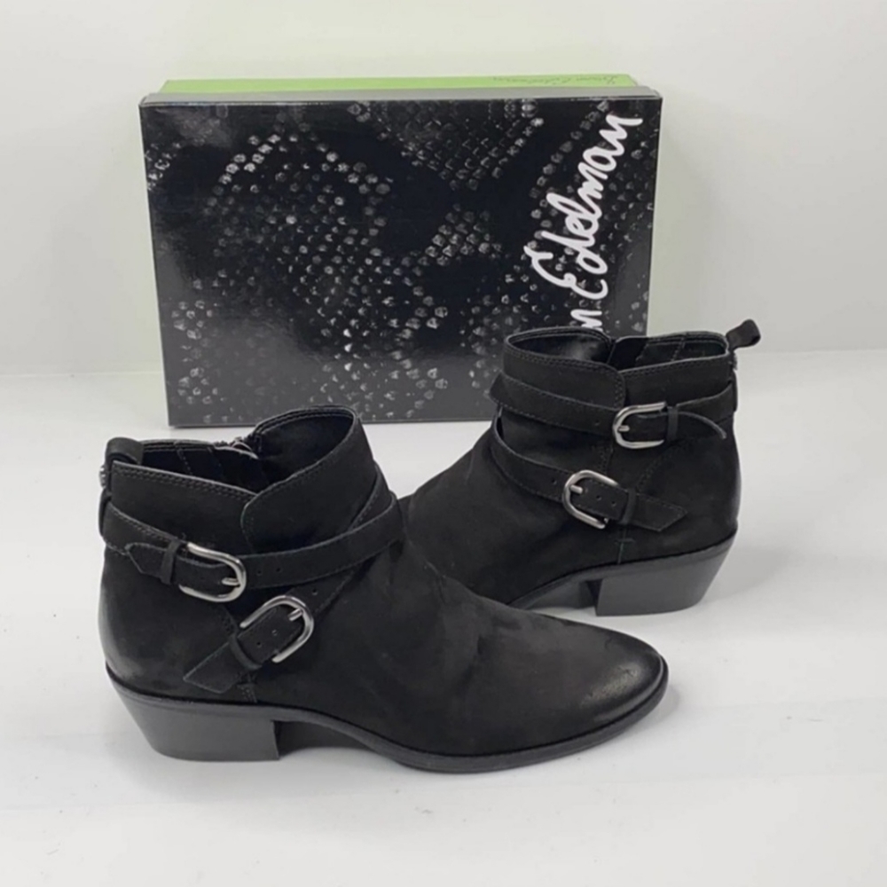 Sam Edelman Parlie black leather booties, boots size 6, new in box.